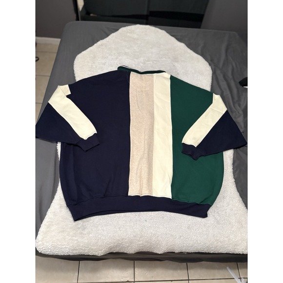 New Izod Mens Colorblock 1/4 Zip Sweatshirt Size 5X Midnight - Picture 2 of 8